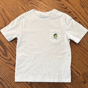 Vineyard Vines White Kids Short Sleeve Pocket Tee with Fish Logo